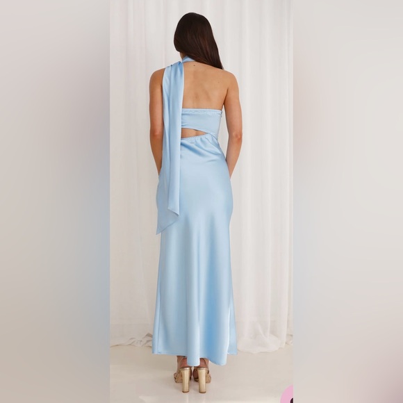FRANCESCA SATIN MIDI DRESS BLUE - XS - Picture 3 of 3